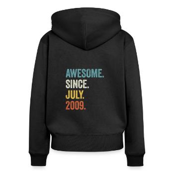 14e anniversaire 14 ans génial depuis juillet 2009 - Sweat à capuche zippé Premium bio Femme - noir - Dos - Julia (174cm)