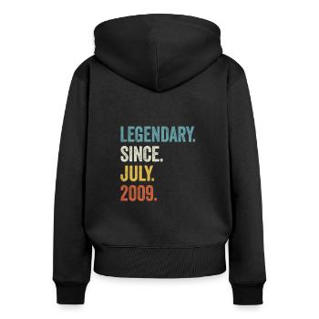 14e anniversaire 14 ans légendaires depuis juillet 2009 - Sweat à capuche zippé Premium bio Femme - noir - Dos - Julia (174cm)