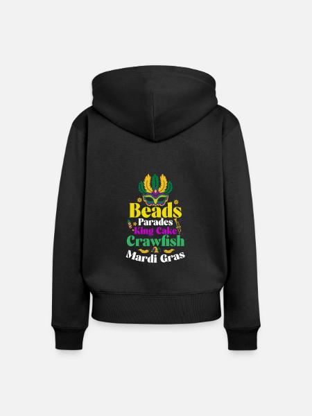 Perlen-Paraden Kingcake Mardi Gras - Frauen Premium Bio Zip Hoodie - Schwarz