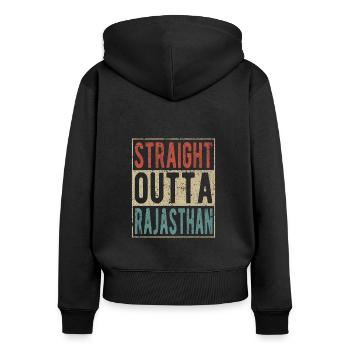 Tout droit sorti du Rajasthan - Sweat à capuche zippé Premium bio Femme - noir - Dos - Julia (174cm)