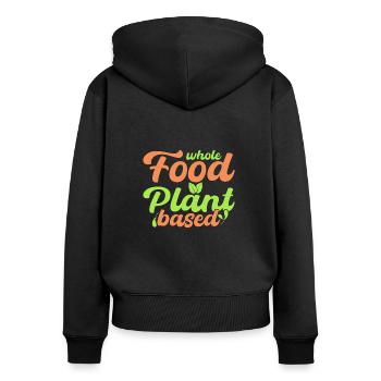 Vollwertkost Auf Pflanzlicher Basis, Vegan - Frauen Premium Bio Zip Hoodie - Schwarz - Hinten - Julia (174cm)