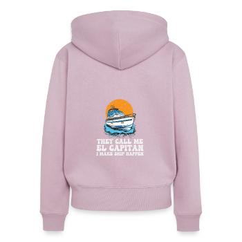 Ils m’appellent El Capitan Je fais du navire drôle - Sweat à capuche zippé Premium bio Femme - rose poudré - Dos - Julia (174cm)