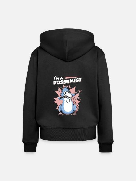 Opossum Spruch - Frauen Premium Bio Zip Hoodie - Schwarz