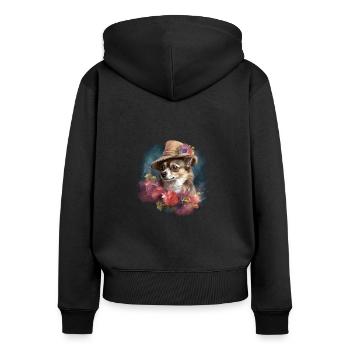 Chihuahua - Dame Anglaise Robe Chien - Sweat à capuche zippé Premium bio Femme - noir - Dos - Julia (174cm)
