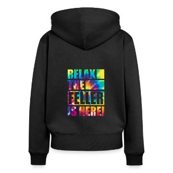 Feller Lustiger Spruch - Sweat à capuche zippé Premium bio Femme - noir - Dos - Julia (174cm)