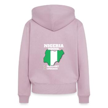 Nigeria Bound Country Travel Nigerian Flag - Women's Premium Organic Zip Hoodie - dusky pink - Back - Julia (174cm)