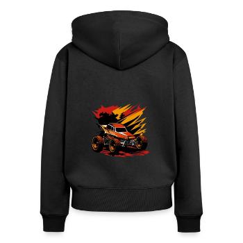 Rennwagen Autorennen Motorsport - Frauen Premium Bio Zip Hoodie - Schwarz - Hinten - Julia (174cm)