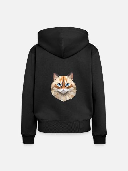 Birman Cat Polygon Design - Frauen Premium Bio Zip Hoodie - Schwarz