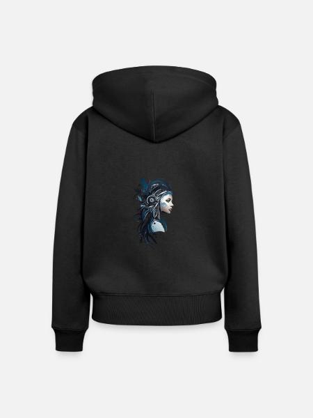 Stammeskopf Frau - Frauen Premium Bio Zip Hoodie - Schwarz