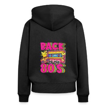 Back to the 80s Party Mottoparty Kostüm - Frauen Premium Bio Zip Hoodie - Schwarz - Hinten - Julia (174cm)