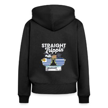 Straight Trippin' Uruguay Vacation Tour Travel - Frauen Premium Bio Zip Hoodie - Schwarz - Hinten - Julia (174cm)