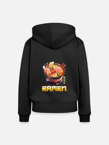 Anime Ramen Nudeln - Frauen Premium Bio Zip Hoodie - Schwarz