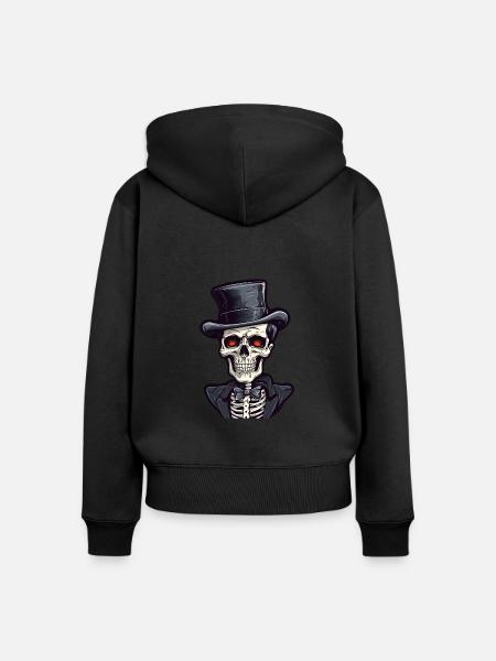 Skelett Halloween Gentleman - Frauen Premium Bio Zip Hoodie - Schwarz