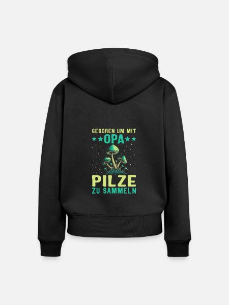 Opa essbare Pilze Steinpilz - Frauen Premium Bio Zip Hoodie - Schwarz