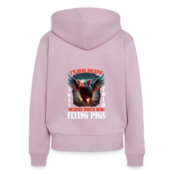 On m’a dit qu’il y aurait des cochons volants 2257 - Sweat à capuche zippé Premium bio Femme - rose poudré - Dos - Julia (174cm)