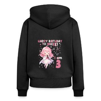 Anime Mandga K-Pop KPop Mädchen 3. Geburtstag - Frauen Premium Bio Zip Hoodie - Schwarz - Hinten - Julia (174cm)