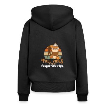 Fall Vibes That Cougar Wife Life Funny Mom - Frauen Premium Bio Zip Hoodie - Schwarz - Hinten - Julia (174cm)