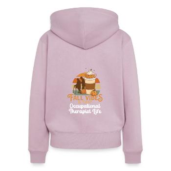 Fall Vibes That Occupational Therapist Life OT - Frauen Premium Bio Zip Hoodie - Altrosa - Hinten - Julia (174cm)