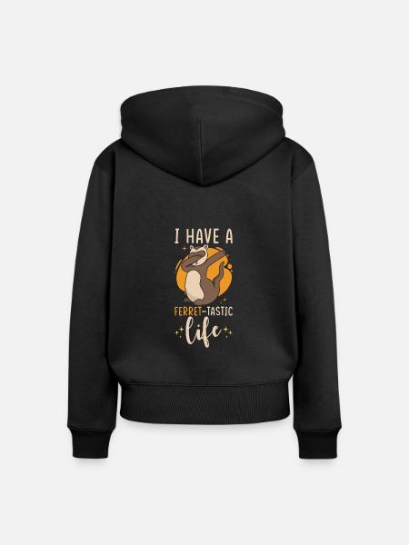 Frettchen Geschenk für Frettchen Besitzer - Frauen Premium Bio Zip Hoodie - Schwarz