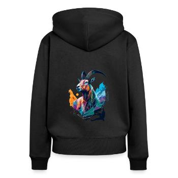 Steinbock ArtKlettern Bouldern Berge Bergsteiger - Frauen Premium Bio Zip Hoodie - Schwarz - Hinten - Julia (174cm)