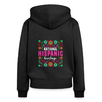 National Hispanic Heritage Feiertag Erbe - Frauen Premium Bio Zip Hoodie - Schwarz - Hinten - Julia (174cm)