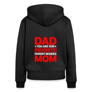Papa, tu es notre parent préféré en plus de maman 2 - Sweat à capuche zippé Premium bio Femme - noir - Dos - Julia (174cm)