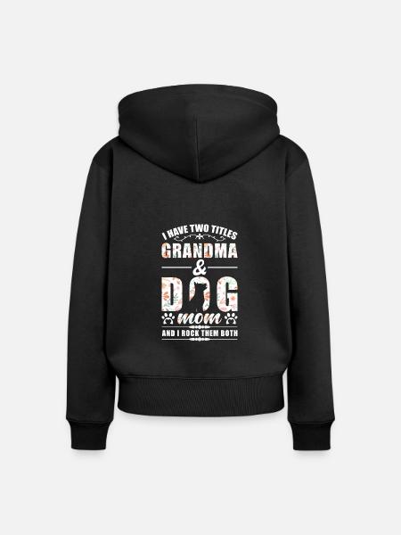Oma & Hunde Mama - Frauen Premium Bio Zip Hoodie - Schwarz