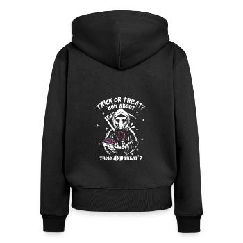 Lustiger Sensenmann-liebhaber Halloween Horror - Frauen Premium Bio Zip Hoodie - Schwarz - Hinten - Julia (174cm)