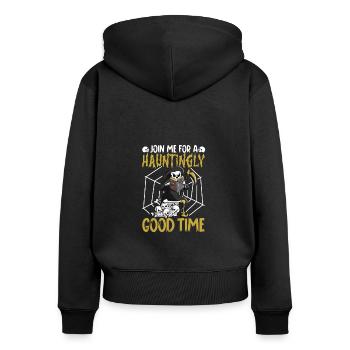 Lustiger Sensenmann-liebhaber Halloween Horror - Frauen Premium Bio Zip Hoodie - Schwarz - Hinten - Julia (174cm)