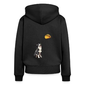 Border Collie Staring At Taco - Women's Premium Organic Zip Hoodie - black - Back - Julia (174cm)