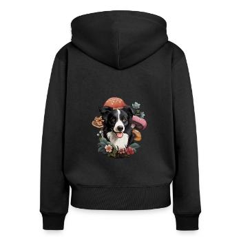 Cottagecore Border Collie - Women's Premium Organic Zip Hoodie - black - Back - Julia (174cm)