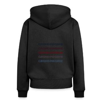 Vintage USA Stadt - Retro Grand Prairie - Frauen Premium Bio Zip Hoodie - Schwarz - Hinten - Julia (174cm)
