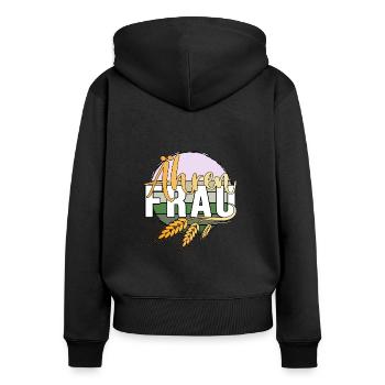 Landwirtin Dorfleben Ährenfrau vom Biobauernhof - Frauen Premium Bio Zip Hoodie - Schwarz - Hinten - Julia (174cm)