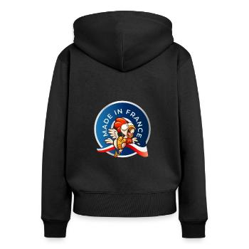 MADE IN FRANCE - Sweat à capuche zippé Premium bio Femme - noir - Dos - Julia (174cm)