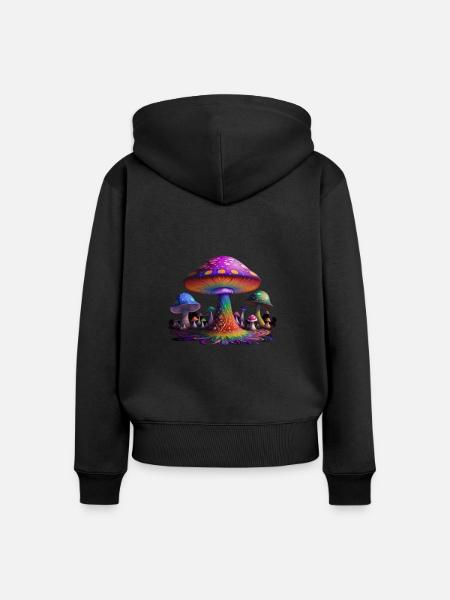 Mushrooms - Frauen Premium Bio Zip Hoodie - Schwarz
