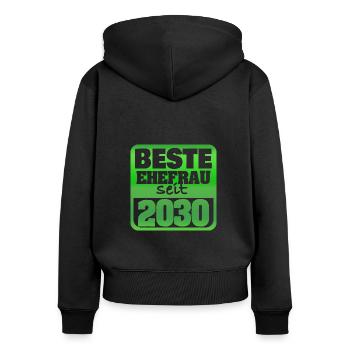 Ehe 2030 - Frauen Premium Bio Zip Hoodie - Schwarz - Hinten - Julia (174cm)