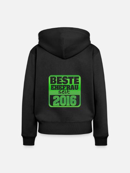 2016 - Frauen Premium Bio Zip Hoodie - Schwarz