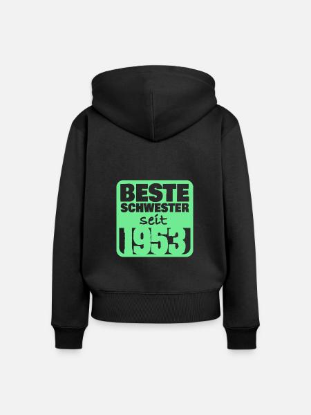 Schwester 1953 - Frauen Premium Bio Zip Hoodie - Schwarz
