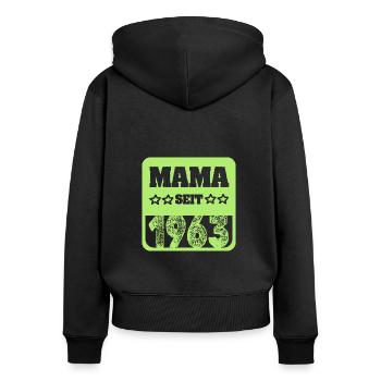 Mutti 1963 - Frauen Premium Bio Zip Hoodie - Schwarz - Hinten - Julia (174cm)