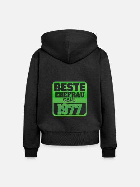 Frau 1977 - Frauen Premium Bio Zip Hoodie - Schwarz