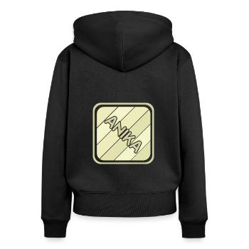 Nom de la fille Anika - Sweat à capuche zippé Premium bio Femme - noir - Dos - Julia (174cm)