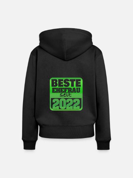 Frau 2022 - Frauen Premium Bio Zip Hoodie - Schwarz