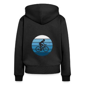 Damen Fahrradfahren Fahrrad Velo Mtb Radfahrer - Frauen Premium Bio Zip Hoodie - Schwarz - Hinten - Julia (174cm)