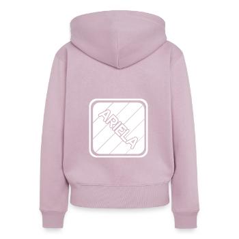 Maiden name Ariela - Women's Premium Organic Zip Hoodie - dusky pink - Back - Julia (174cm)