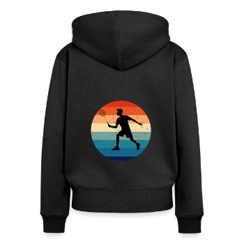 Joueurs de squash de badminton masculins badminton femmes - Sweat à capuche zippé Premium bio Femme - noir - Dos - Julia (174cm)