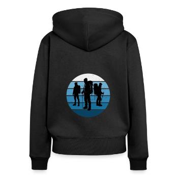 Kletterer Climber Bouldering Herren Klettern - Frauen Premium Bio Zip Hoodie - Schwarz - Hinten - Julia (174cm)