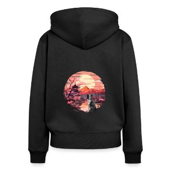 Japanese Sunset Border Collie - Women's Premium Organic Zip Hoodie - black - Back - Julia (174cm)