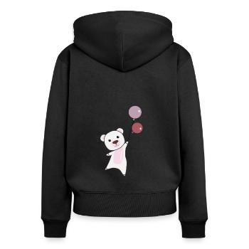 Eisbär Bärechen Teddy fliegt für Kinder - Frauen Premium Bio Zip Hoodie - Schwarz - Hinten - Julia (174cm)