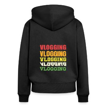 VLogging Vlogging Vlogging. Food Vlogger Geschenk - Frauen Premium Bio Zip Hoodie - Schwarz - Hinten - Julia (174cm)