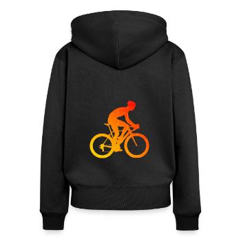 Vélo de route Vélo de route Femmes Hommes Vélo de route Vélo de route - Sweat à capuche zippé Premium bio Femme - noir - Dos - Julia (174cm)